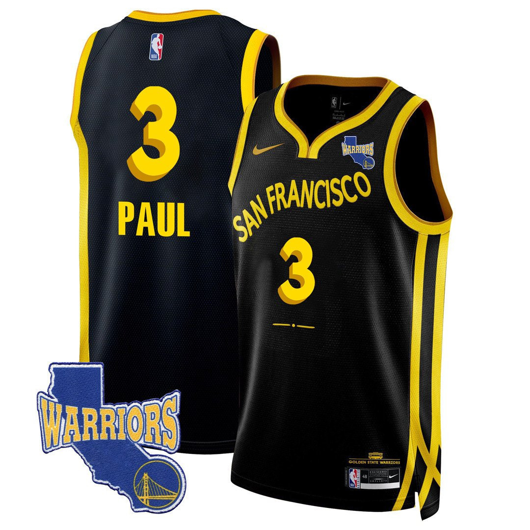 Chris Paul 3 Golden State Warriors California Patch 2023/24 City Edition Swingman Jersey - Black