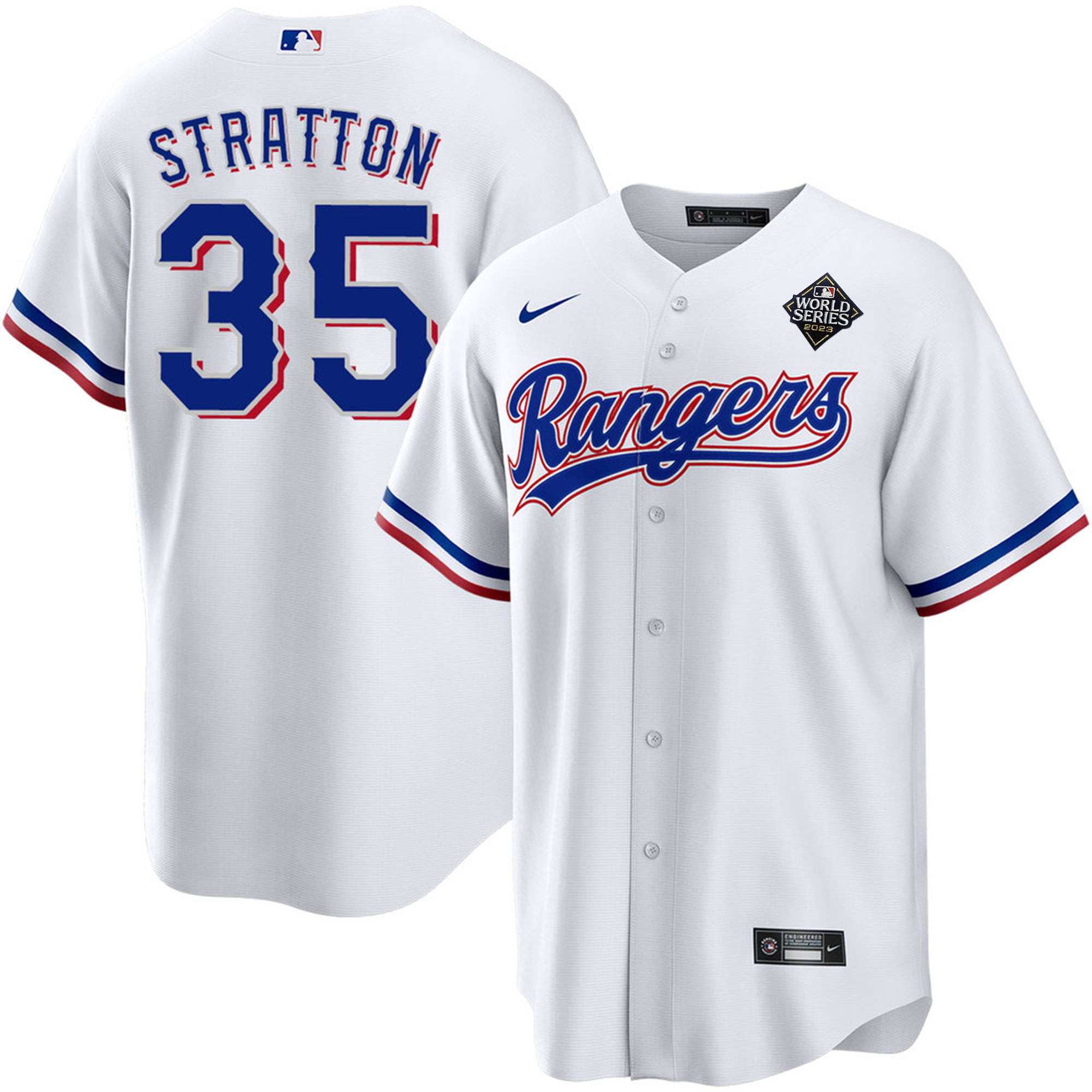 Chris Stratton 35 Texas Rangers 2023 World Series Stitched Baseball Jersey - White