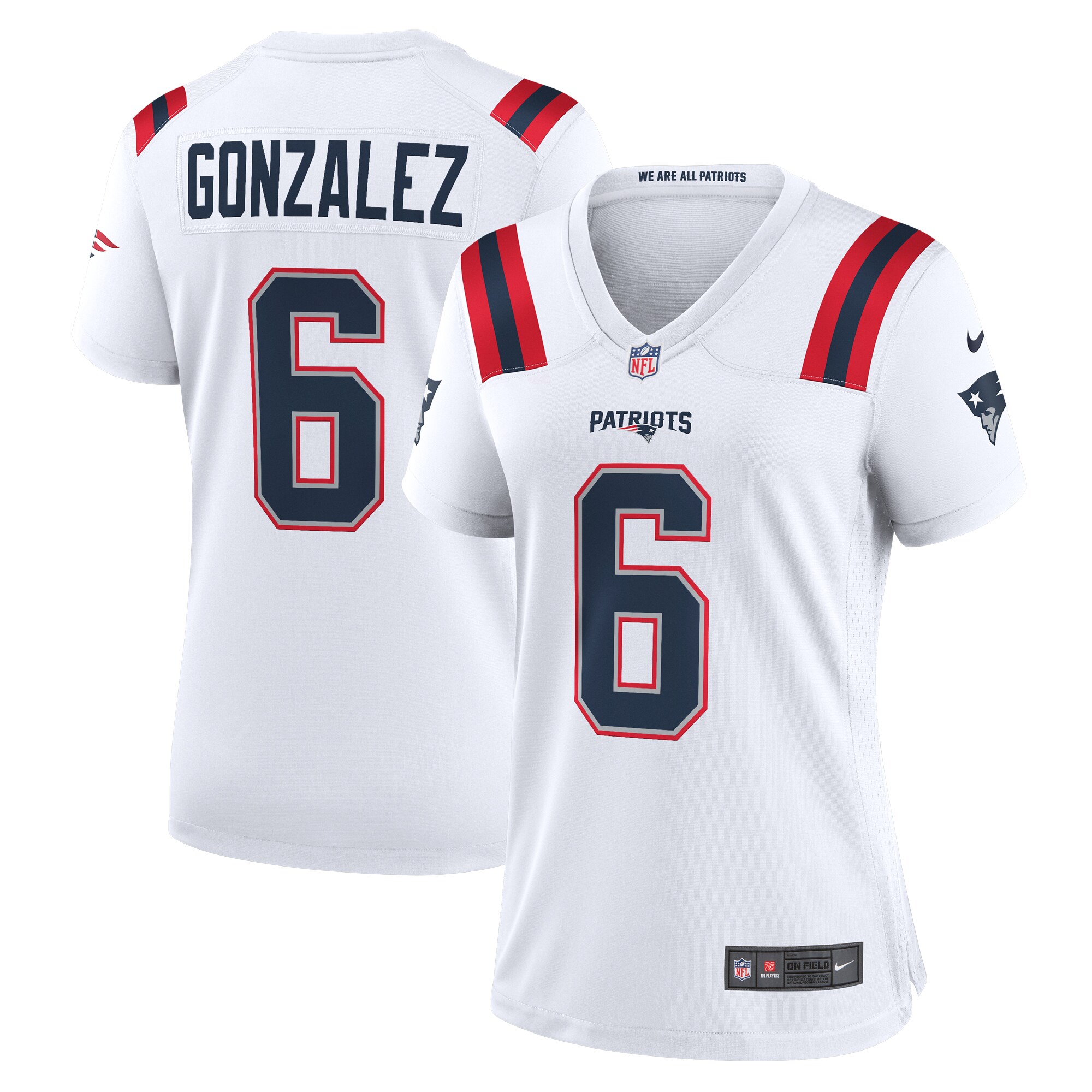 Christian Gonzalez New England Patriots Women's Game Jersey - White