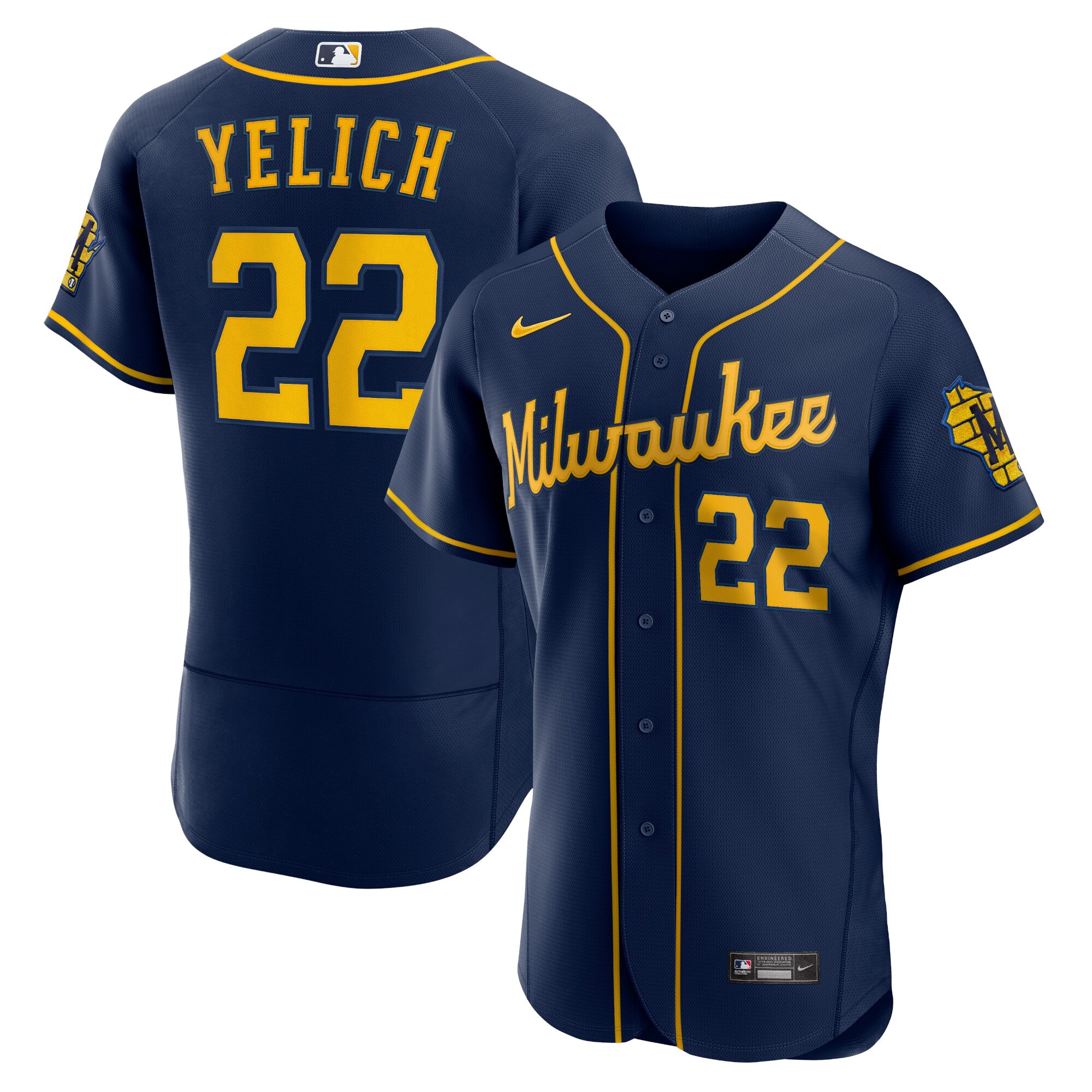 Christian Yelich Milwaukee Brewers 50th Season Alternate Authentic Player Jersey - Navy