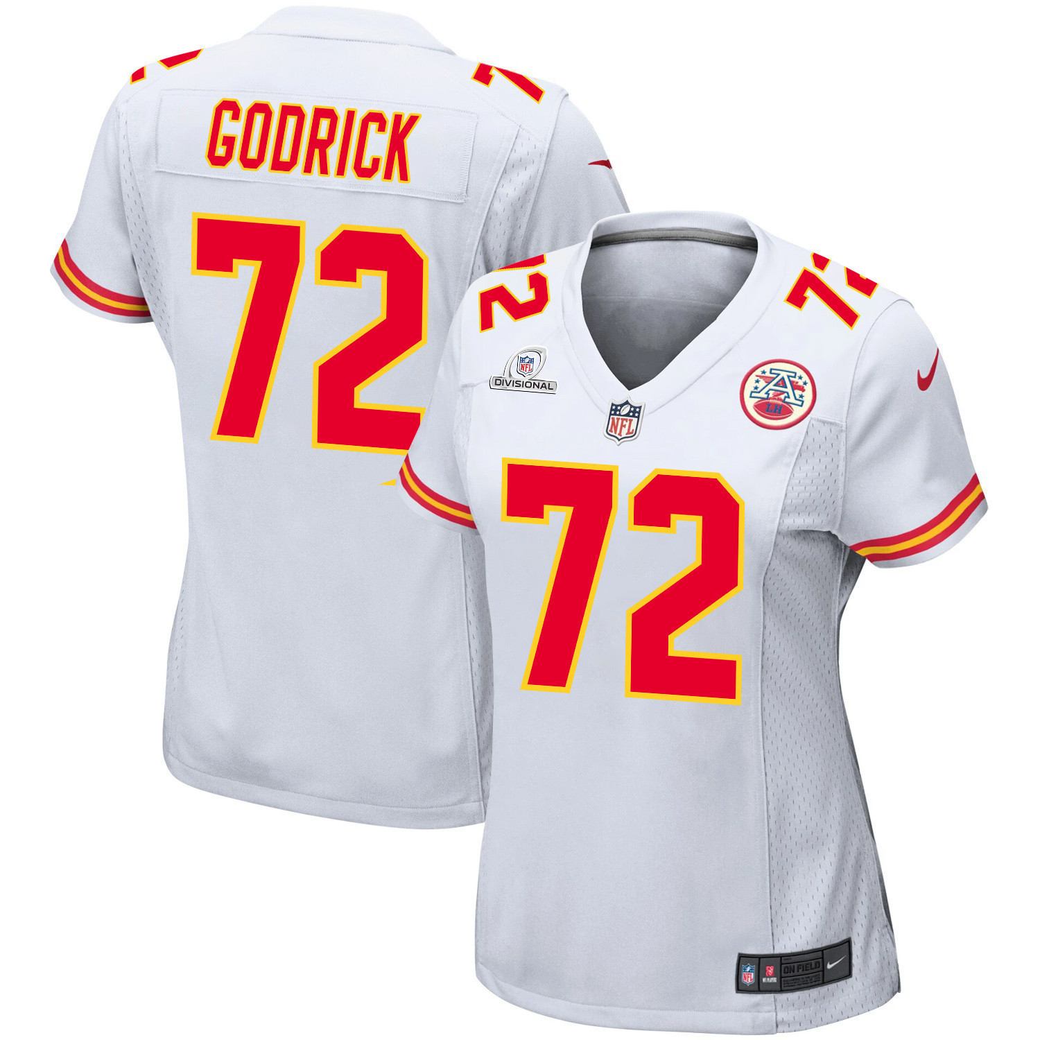 Chukwuebuka Godrick 72 Kansas City Chiefs Super Bowl LVIII Patch Game Women Jersey - White