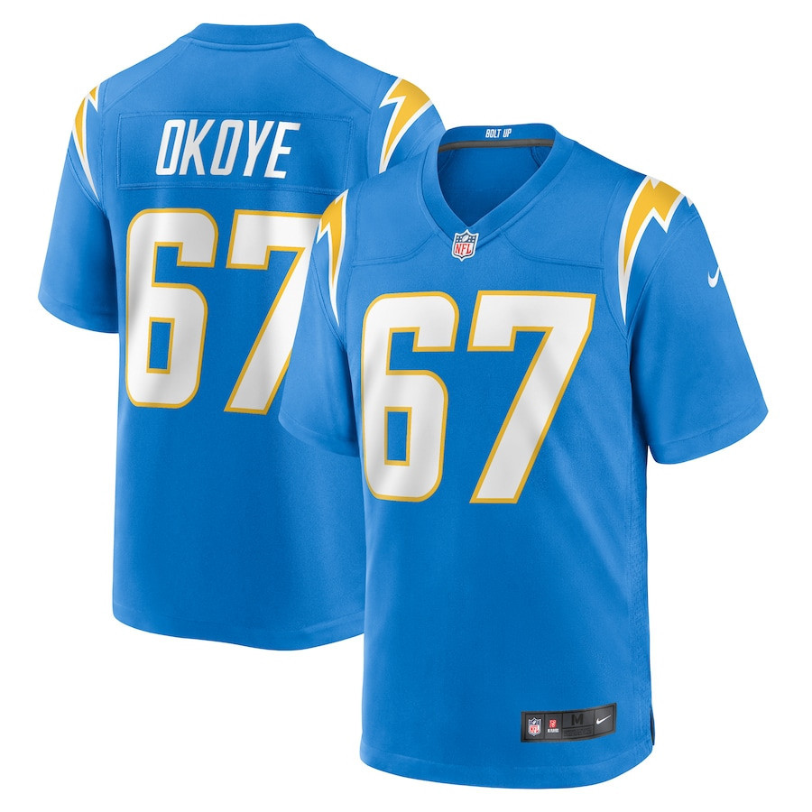 CJ Okoye 67 Los Angeles Chargers Men Game Jersey - Powder Blue