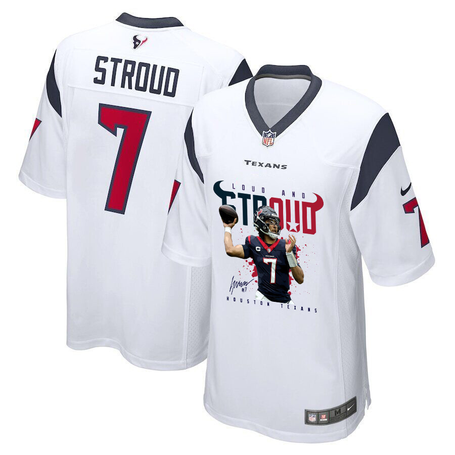 CJ Stroud 7 Houston Texans Cool Breeze Signed Game Men Jersey - White