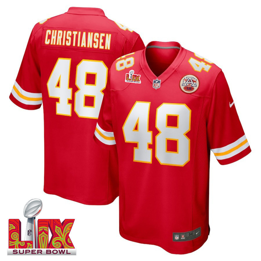 Cole Christiansen #48 Kansas City Chiefs Super Bowl LIX Jersey - Men's - Red