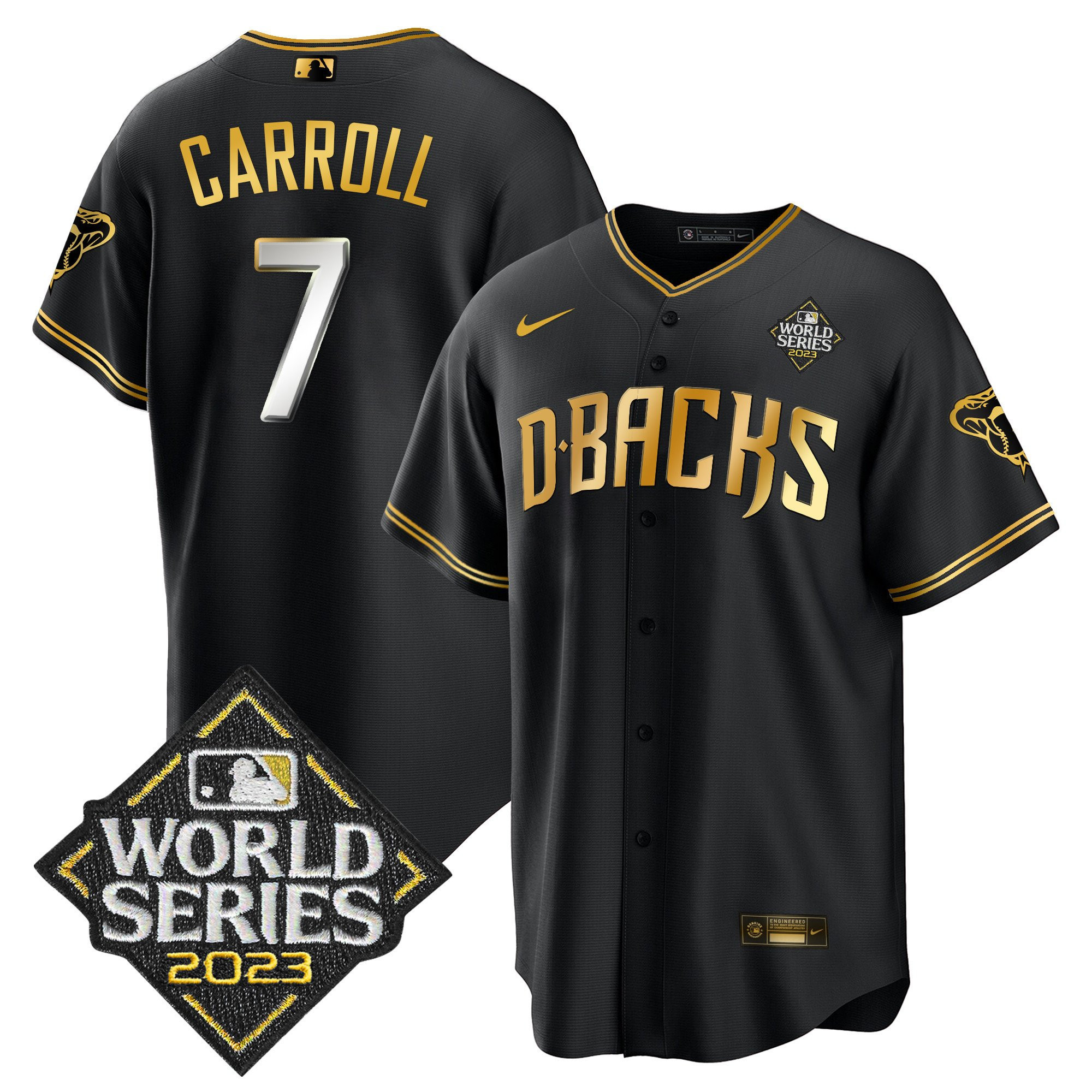 Corbin Carroll 7 Arizona Diamondbacks 2023 World Series Men Jersey - Black Limited