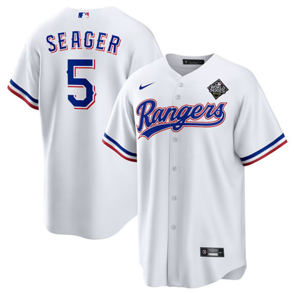 Corey Seager 5 Texas Rangers 2023 World Series Stitched Baseball Jersey - White