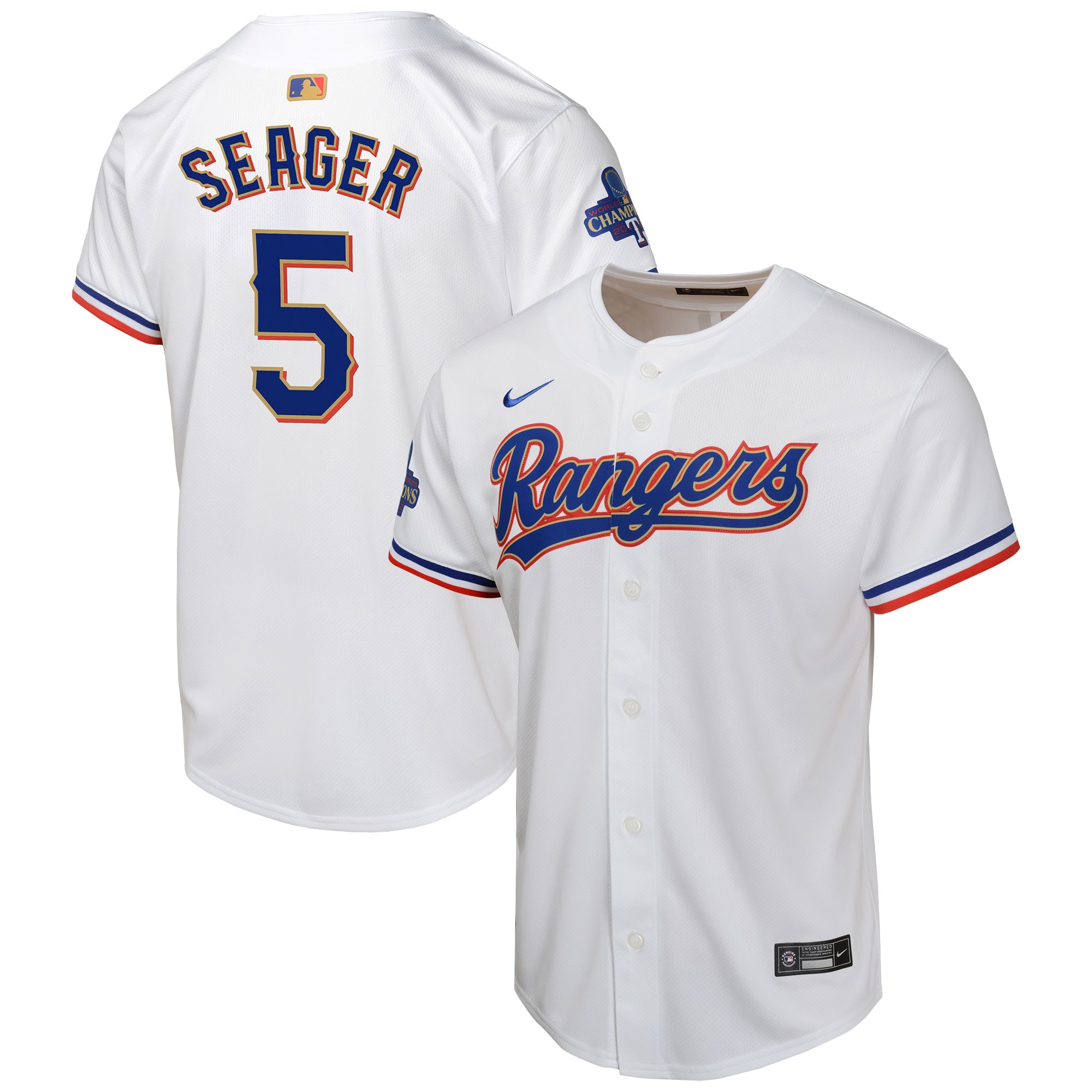 Corey Seager Texas Rangers Youth 2024 Gold Collection Limited Player Jersey\u00c2\u00a0\u00e2\u20ac\u201c White