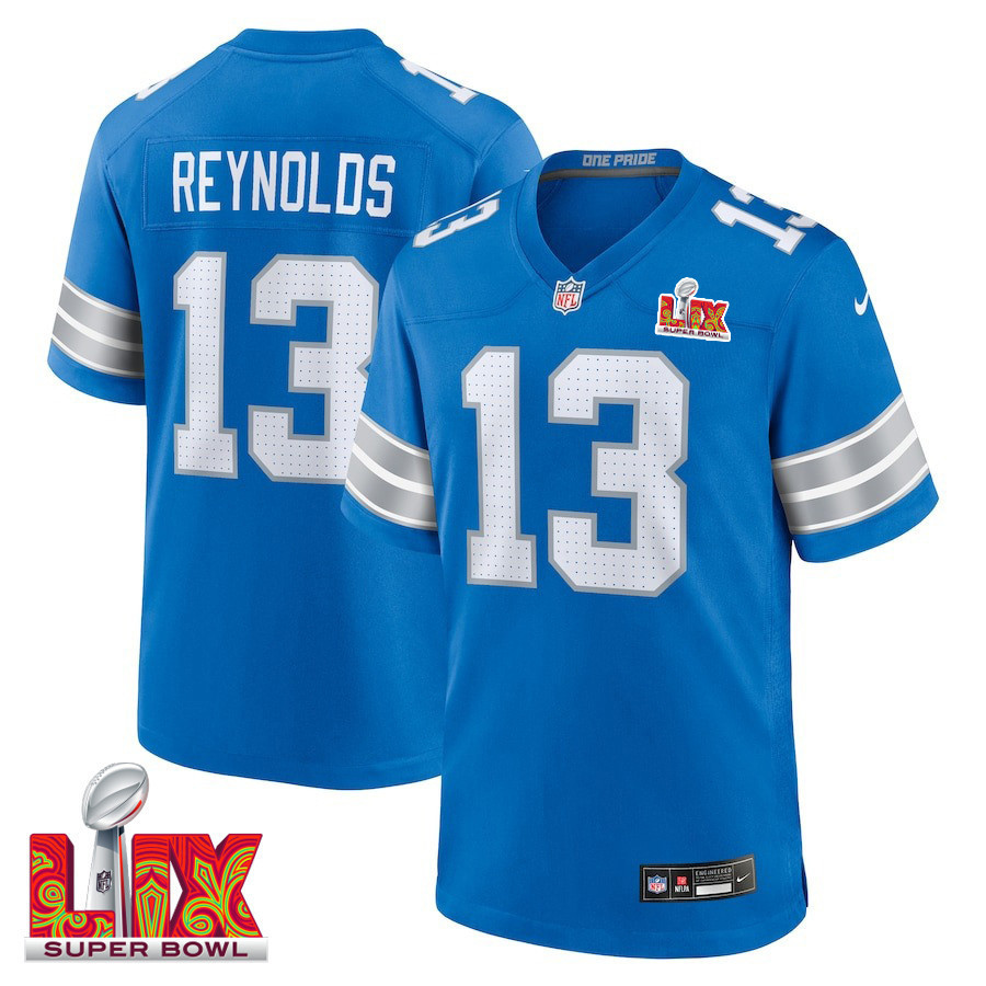 Craig Reynolds #13 Detroit Lions Super Bowl LIX Jersey - Men's - Blue