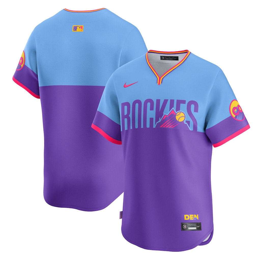 Custom Colorado Rockies Nike Purple Light Blue 2025 City Connect Limited Jersey