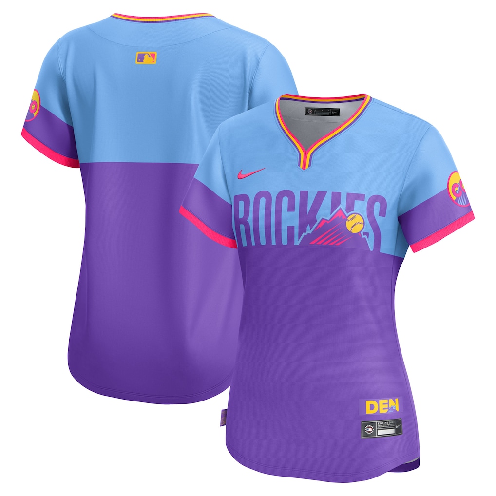 Custom Women's Colorado Rockies Nike Purple Light Blue 2025 City Connect Limited Jersey