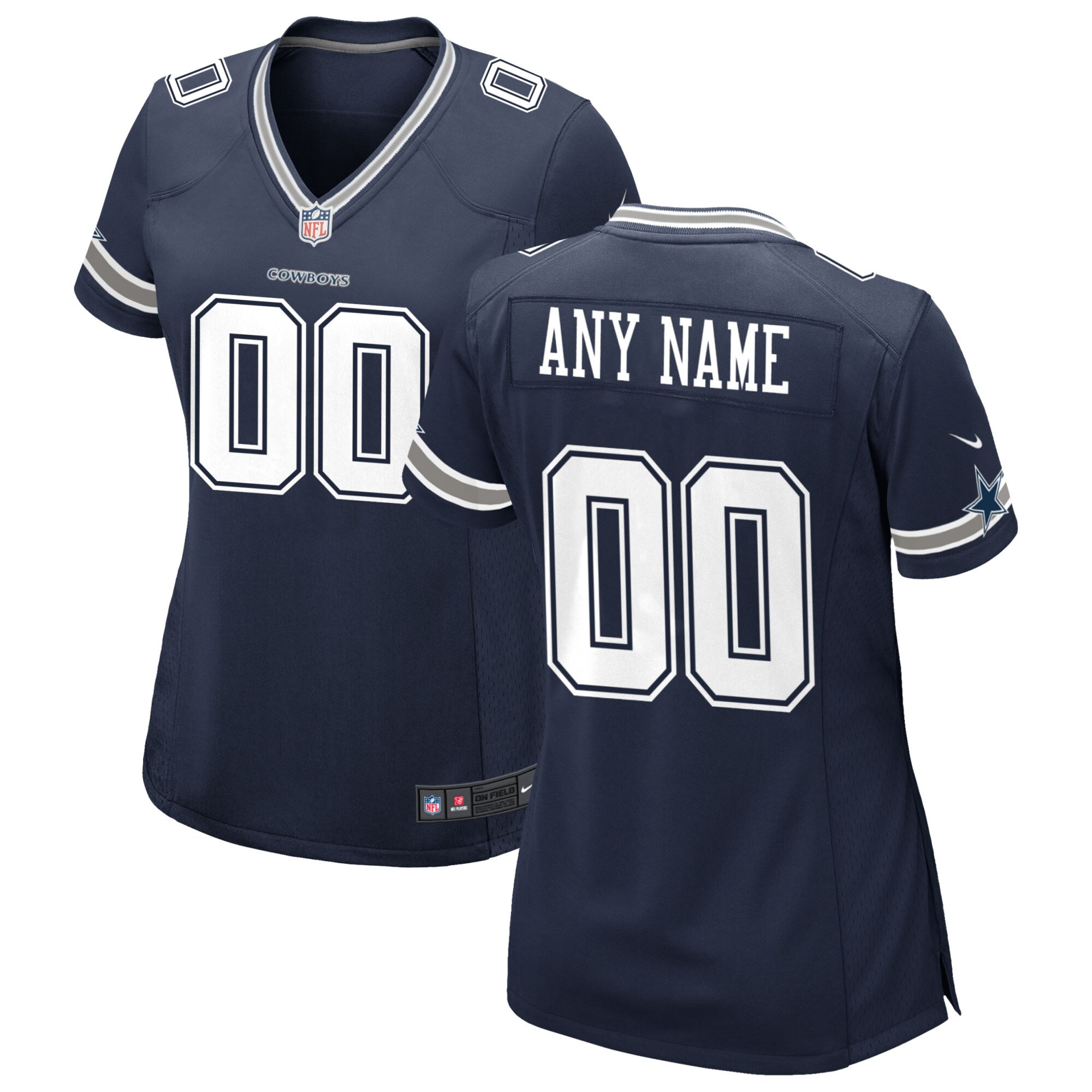 Dallas Cowboys Women's Custom Game Jersey - Navy