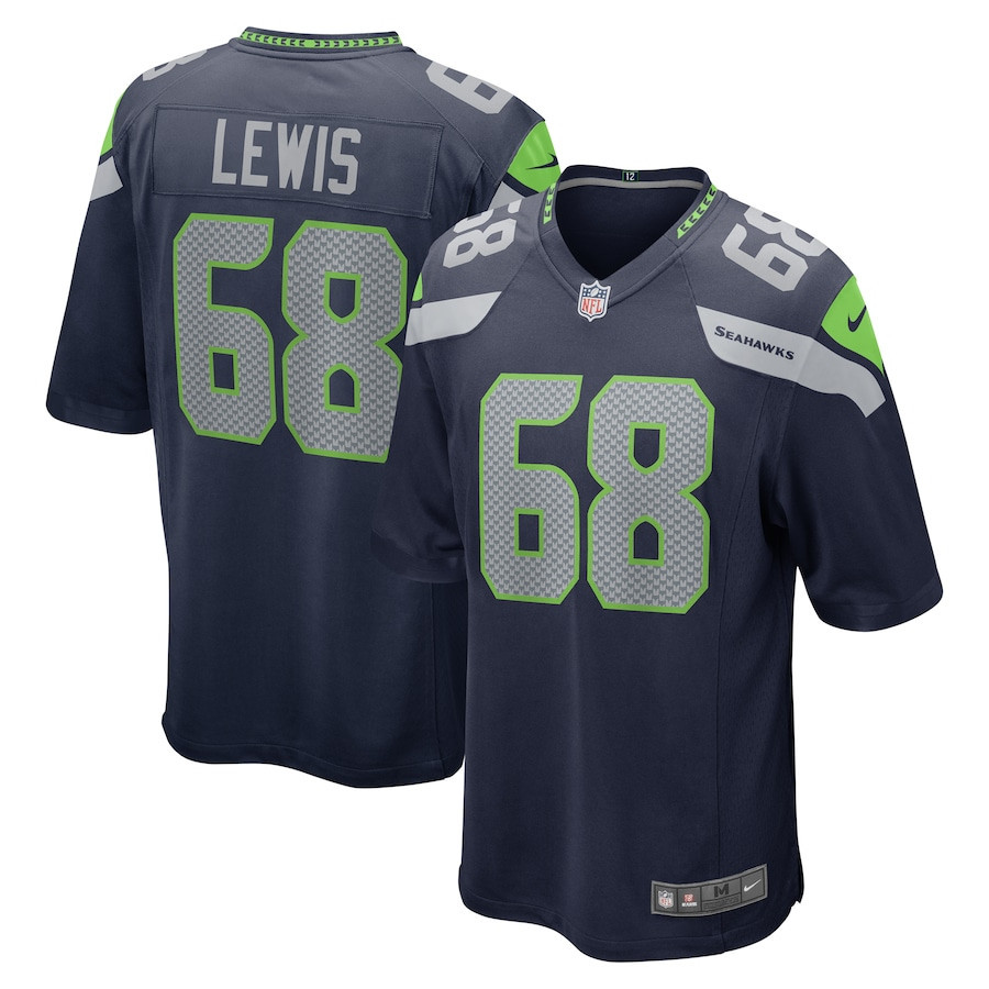 Damien Lewis 68 Seattle Seahawks Men Game Jersey - College Navy