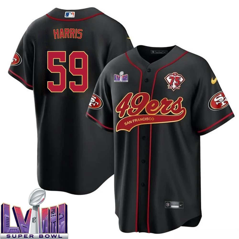 Darius Harris 59 Kansas City Chiefs Super Bowl LVIII Baseball Men Jersey - Black