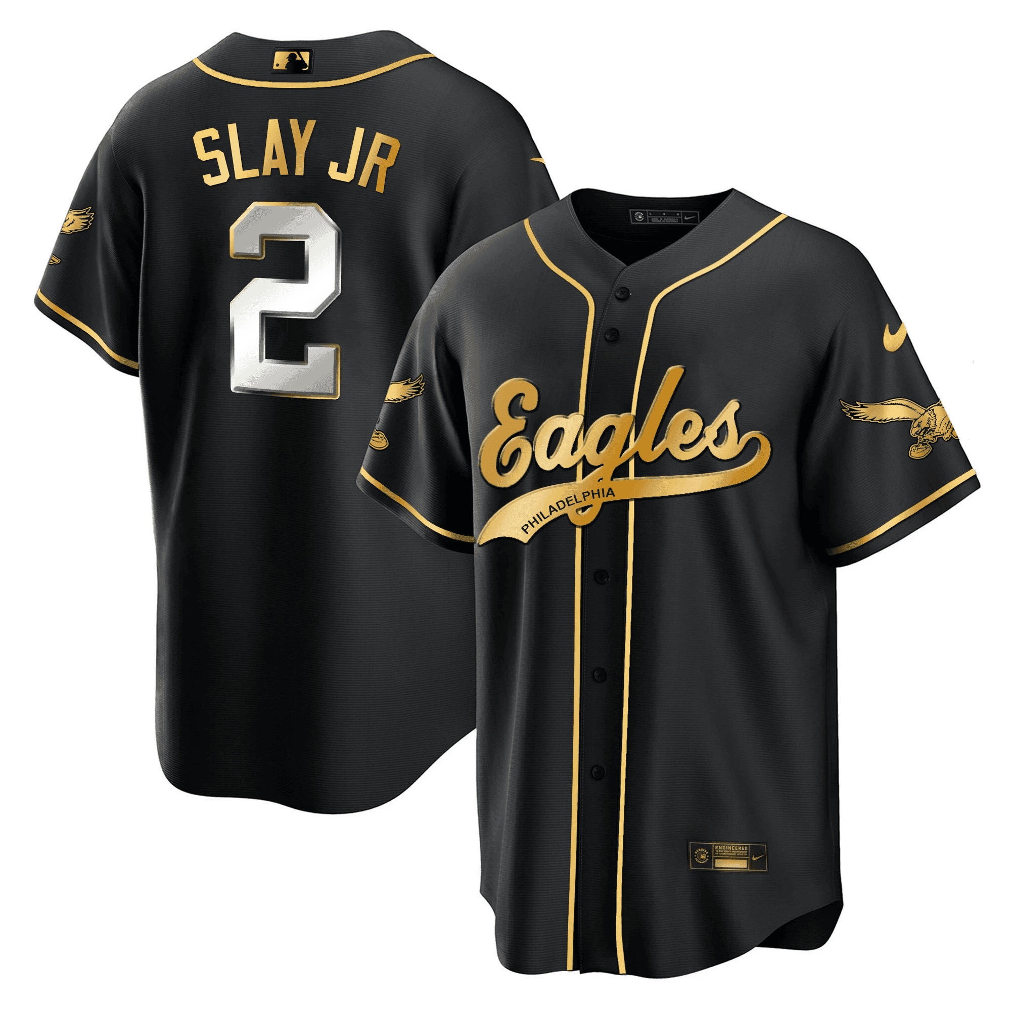 Darius Slay Jr 2 Philadelphia Eagles Baseball Men Jersey - Black Limited