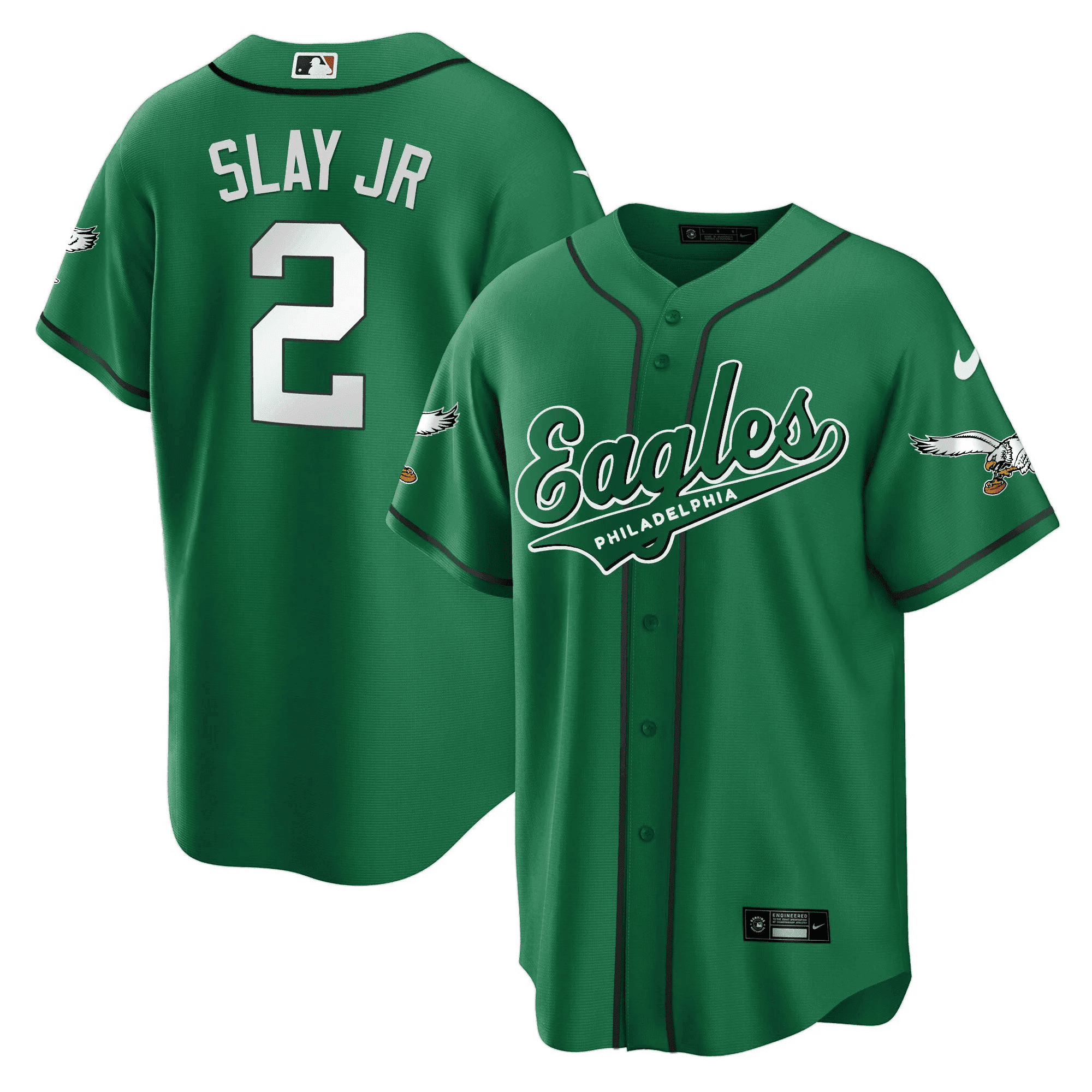 Darius Slay Jr 2 Philadelphia Eagles Baseball Men Jersey - Kelly Green