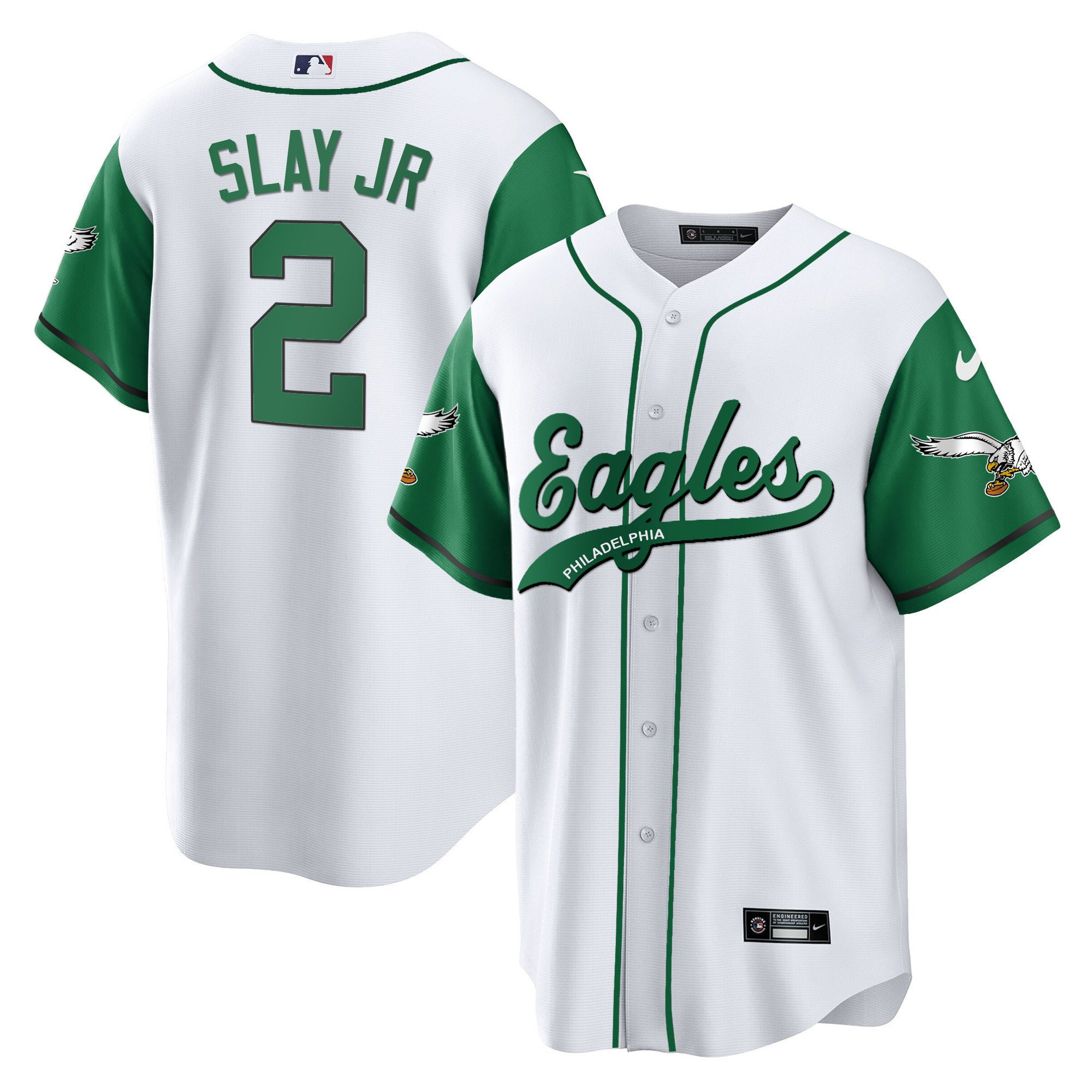 Darius Slay Jr. 2 Philadelphia Eagles Baseball Men Jersey - Kelly Sleevers