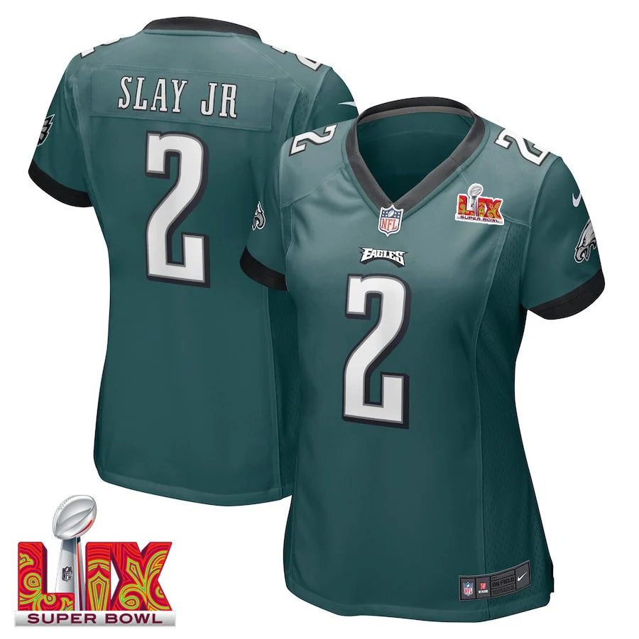 Darius Slay Jr. #2 Philadelphia Eagles Super Bowl LIX Women's Jersey - Midnight Green