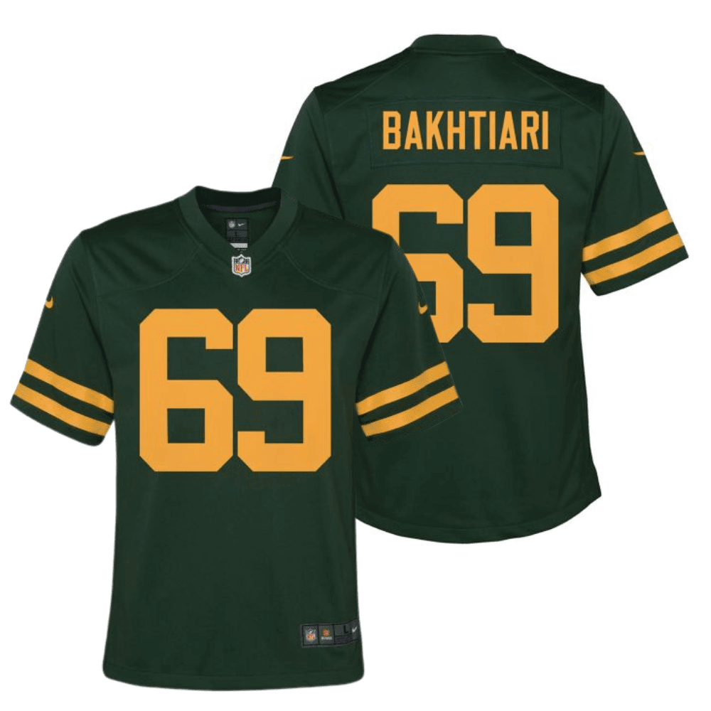 David Bakhtiari 69 Green Bay Packers 50s Classic YOUTH Game Jersey - Green & Gold