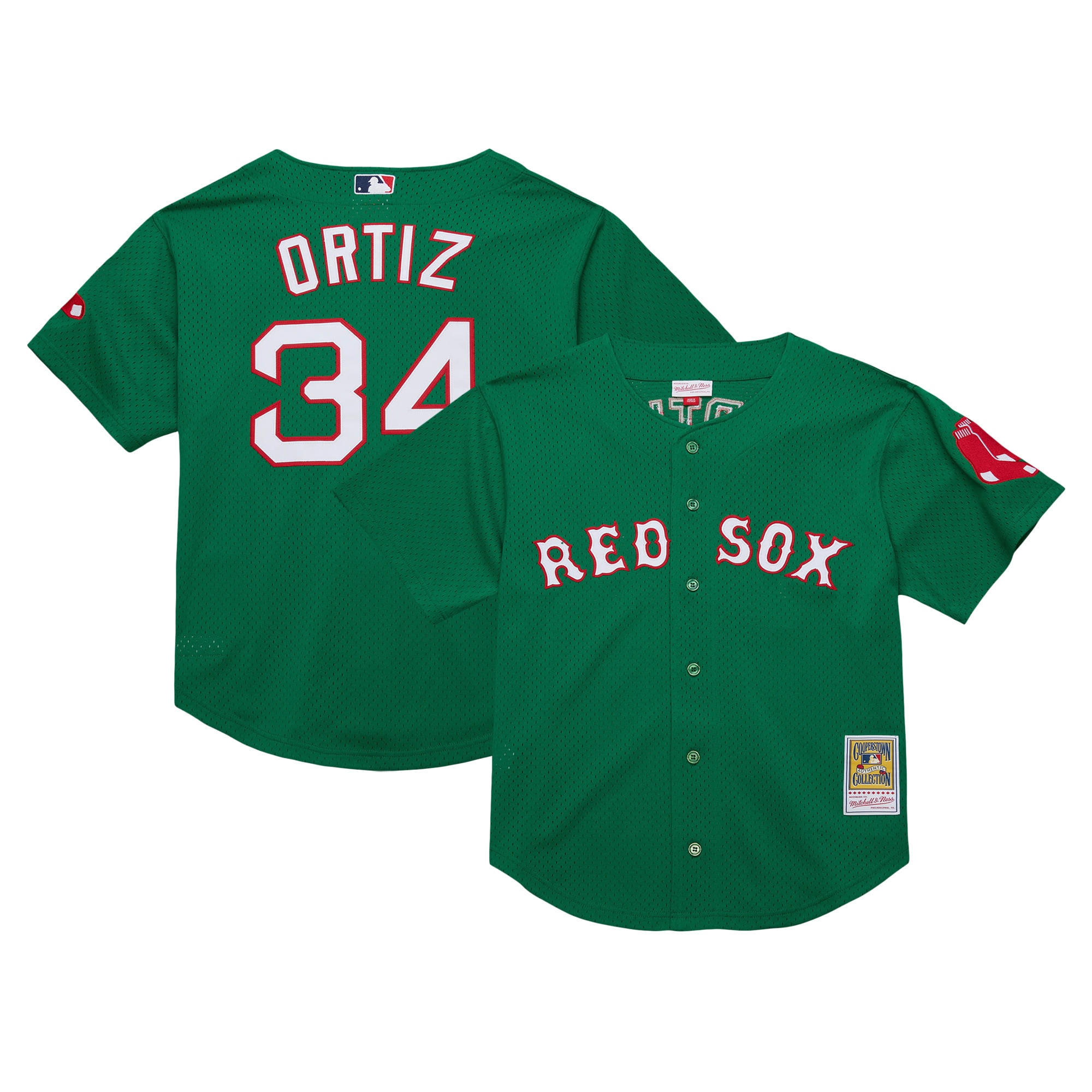 David Ortiz Boston Red Sox Mitchell & Ness Youth Cooperstown Collection\u00c2\u00a0Mesh Batting Practice Jersey - Green