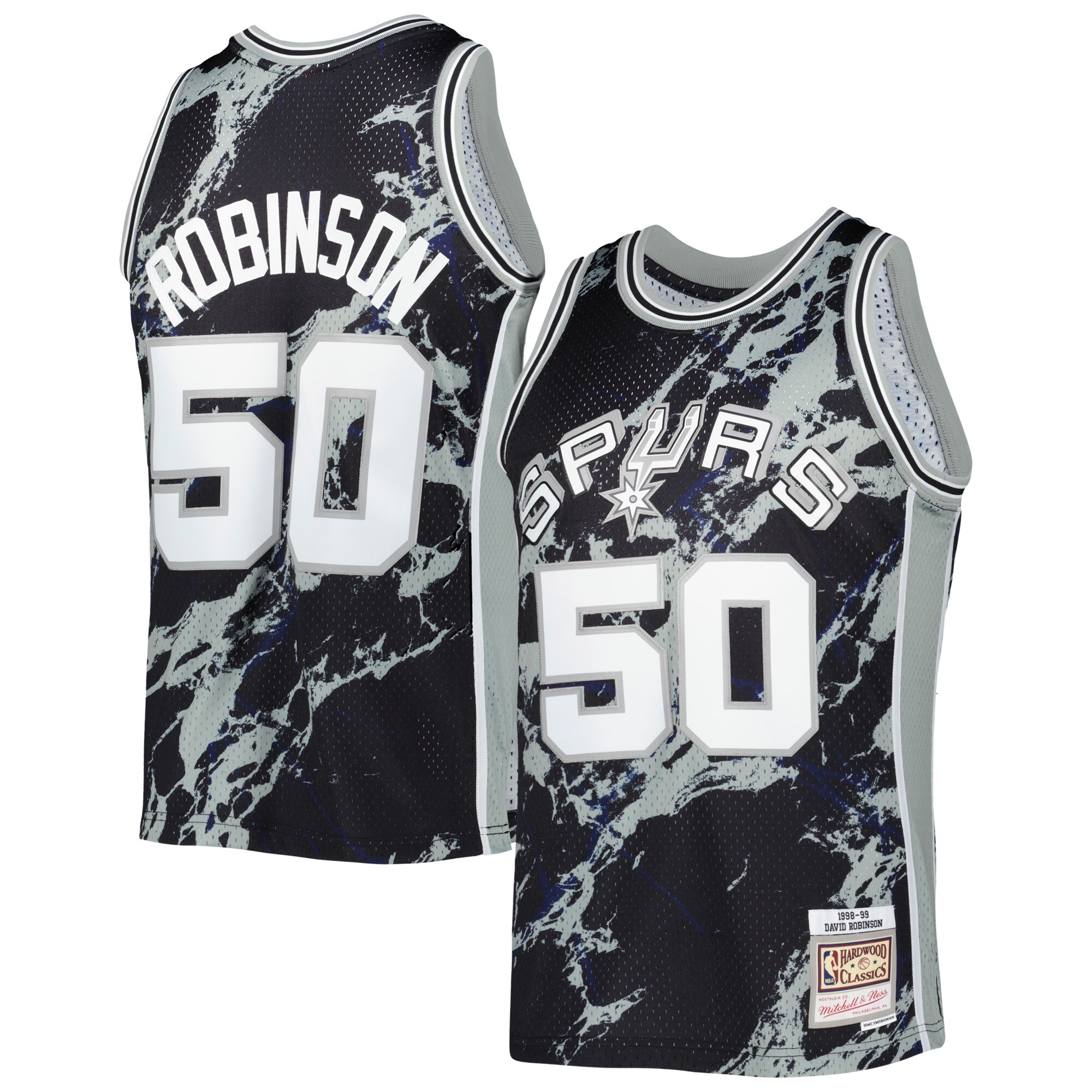David Robinson San Antonio Spurs Mitchell & Ness 1998\/99 Hardwood Classics Marble Swingman Jersey - Black
