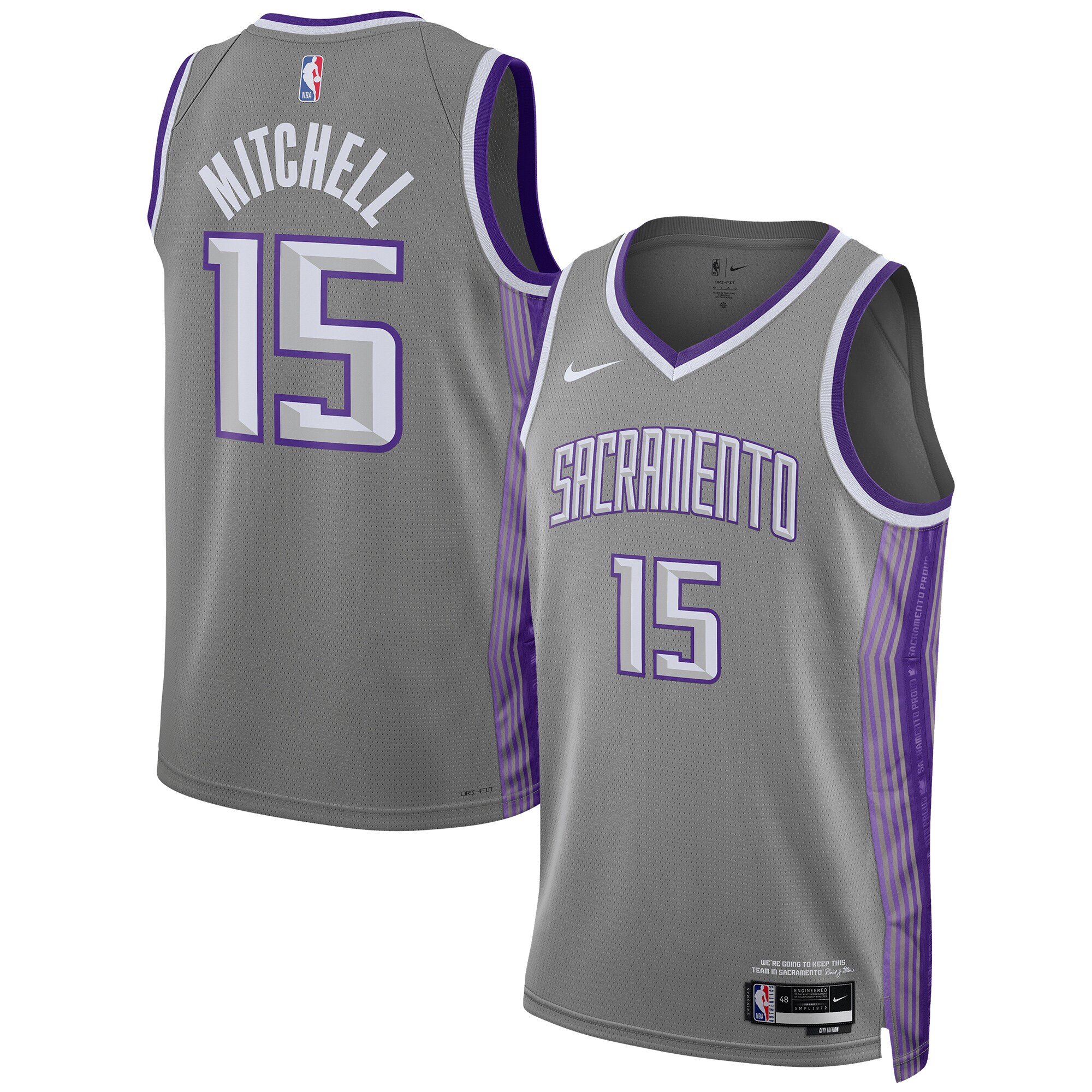 Davion Mitchell Sacramento Kings Unisex 2022\/23 Swingman Jersey - City Edition - Anthracite