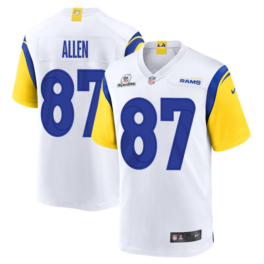 Davis Allen 87 Los Angeles Rams 2023 Playoffs Patch Game Men Jersey - White