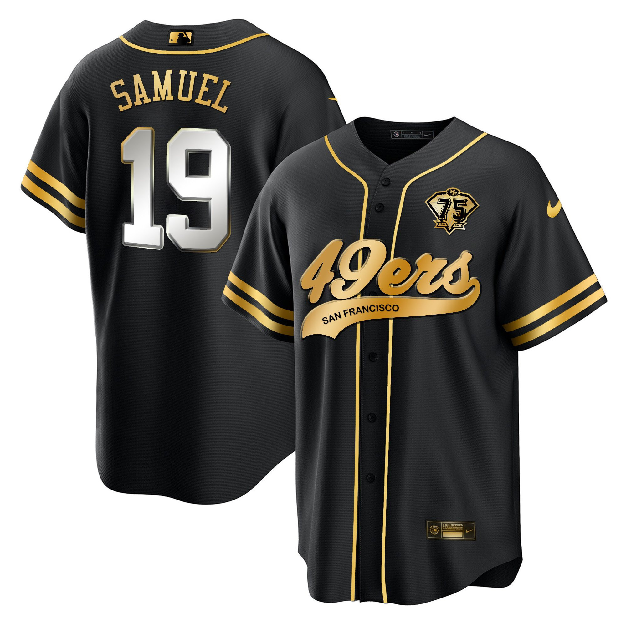 Deebo Samuel 19 San Francisco 49ers Baseball Men Jersey - Black Limited