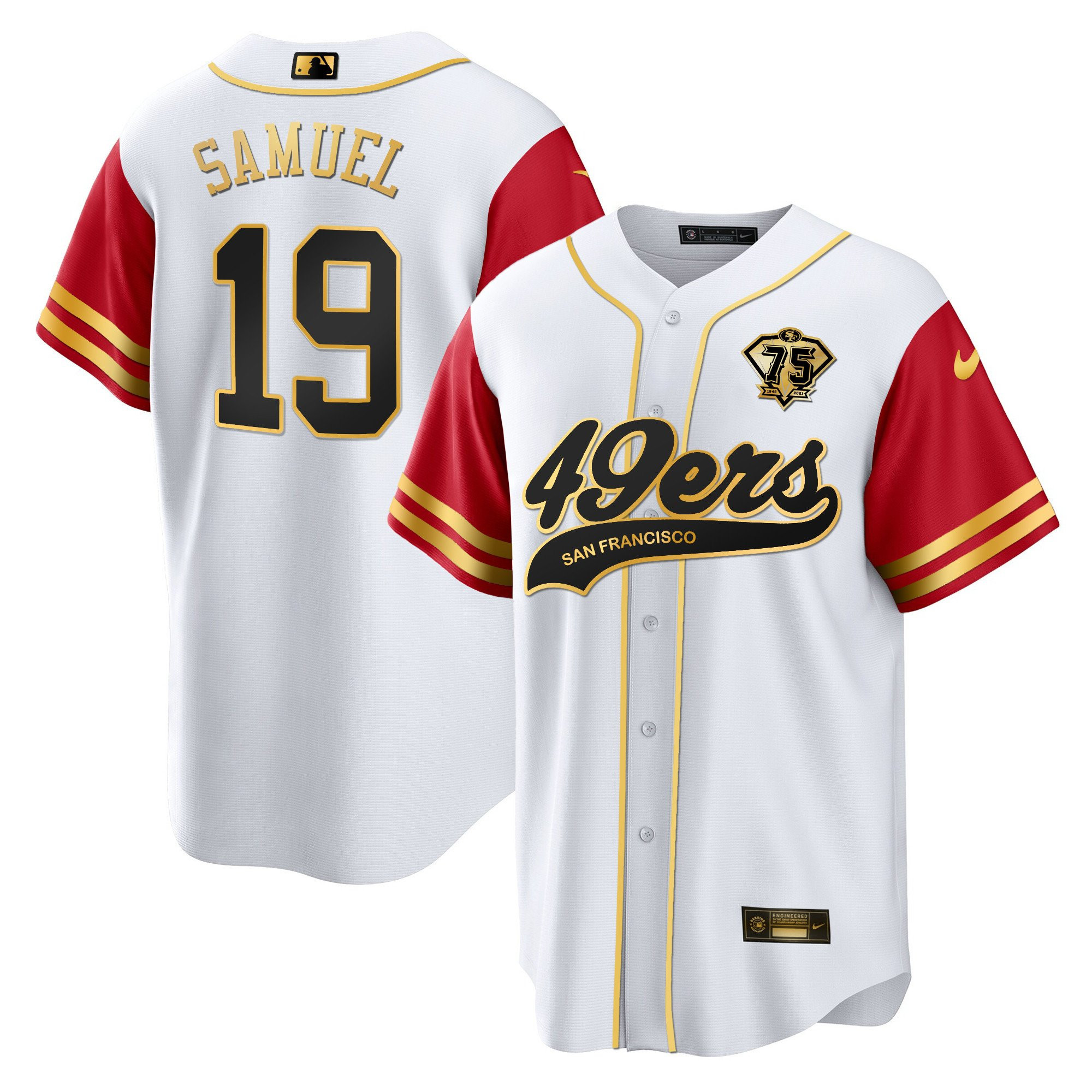 Deebo Samuel 19 San Francisco 49ers Baseball Men Jersey - Color Sleeve