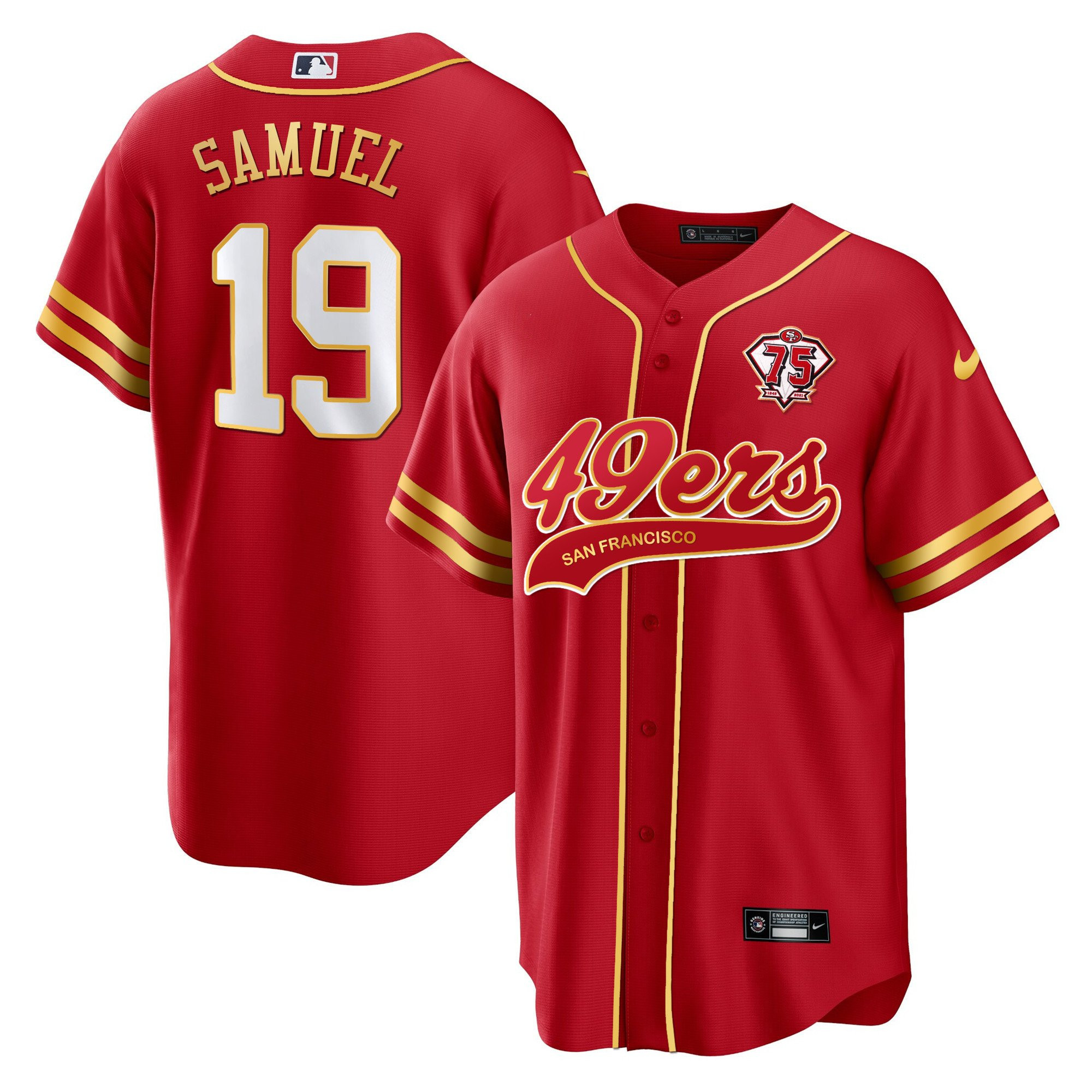 Deebo Samuel 19 San Francisco 49ers Baseball Men Jersey - Red