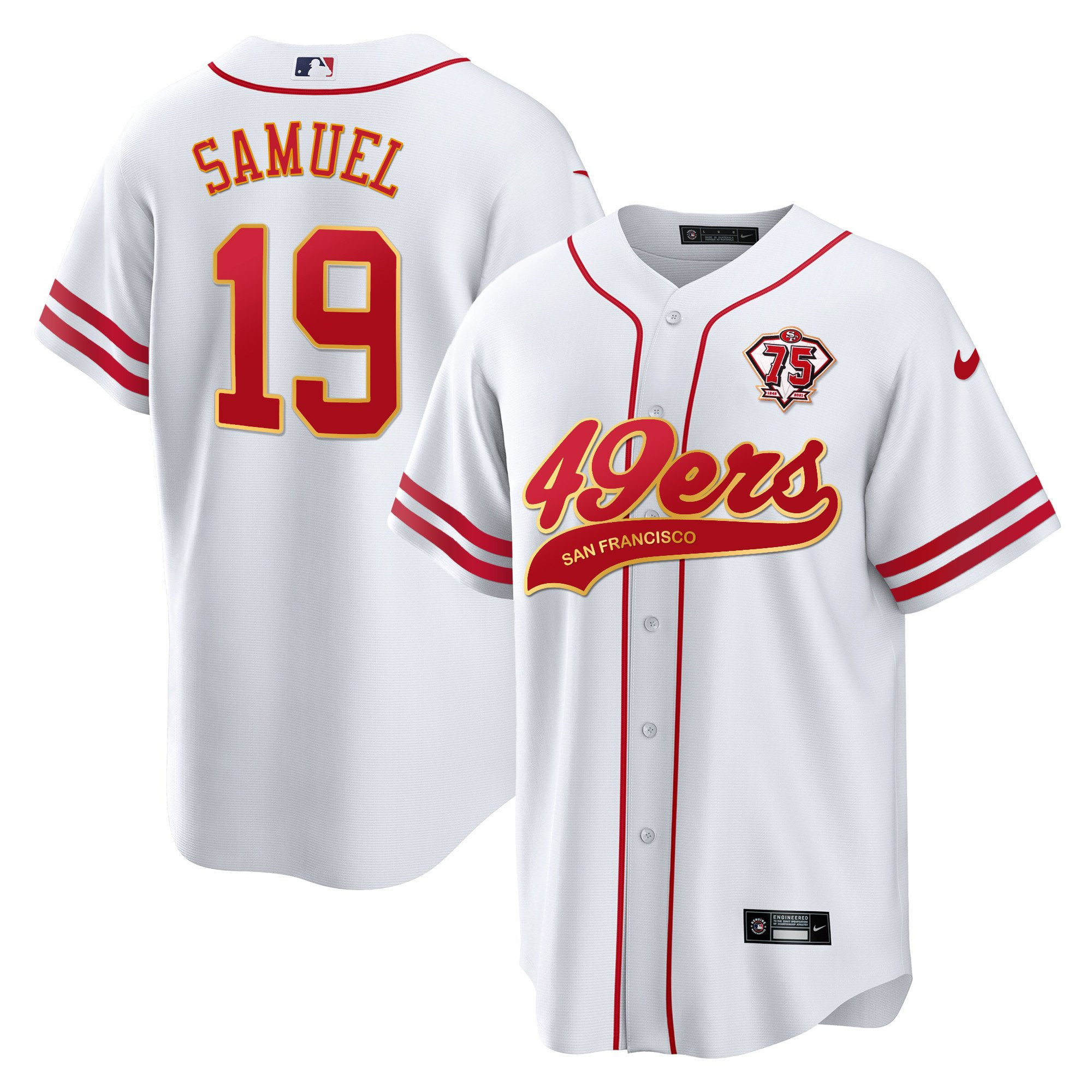Deebo Samuel 19 San Francisco 49ers Baseball Men Jersey - White