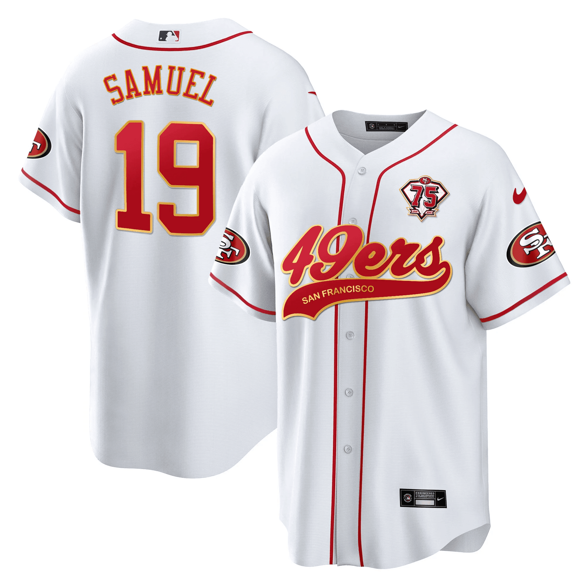 Deebo Samuel 19 San Francisco 49ers Baseball Men Jersey - White
