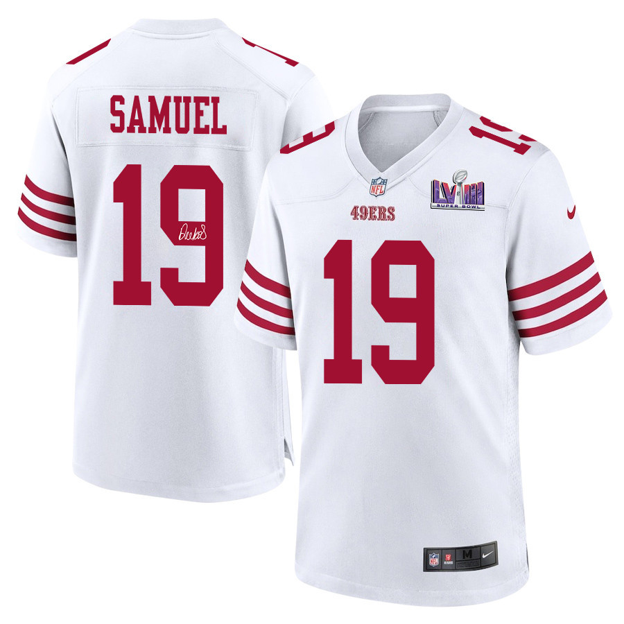 Deebo Samuel 19 Signed San Francisco 49ers Super Bowl LVIII Game Men Jersey - White
