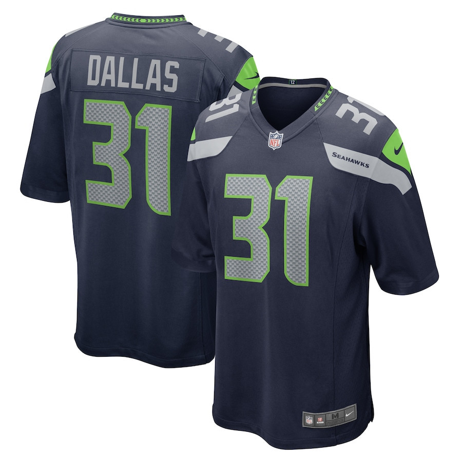 DeeJay Dallas 31 Seattle Seahawks Men Game Jersey - College Navy