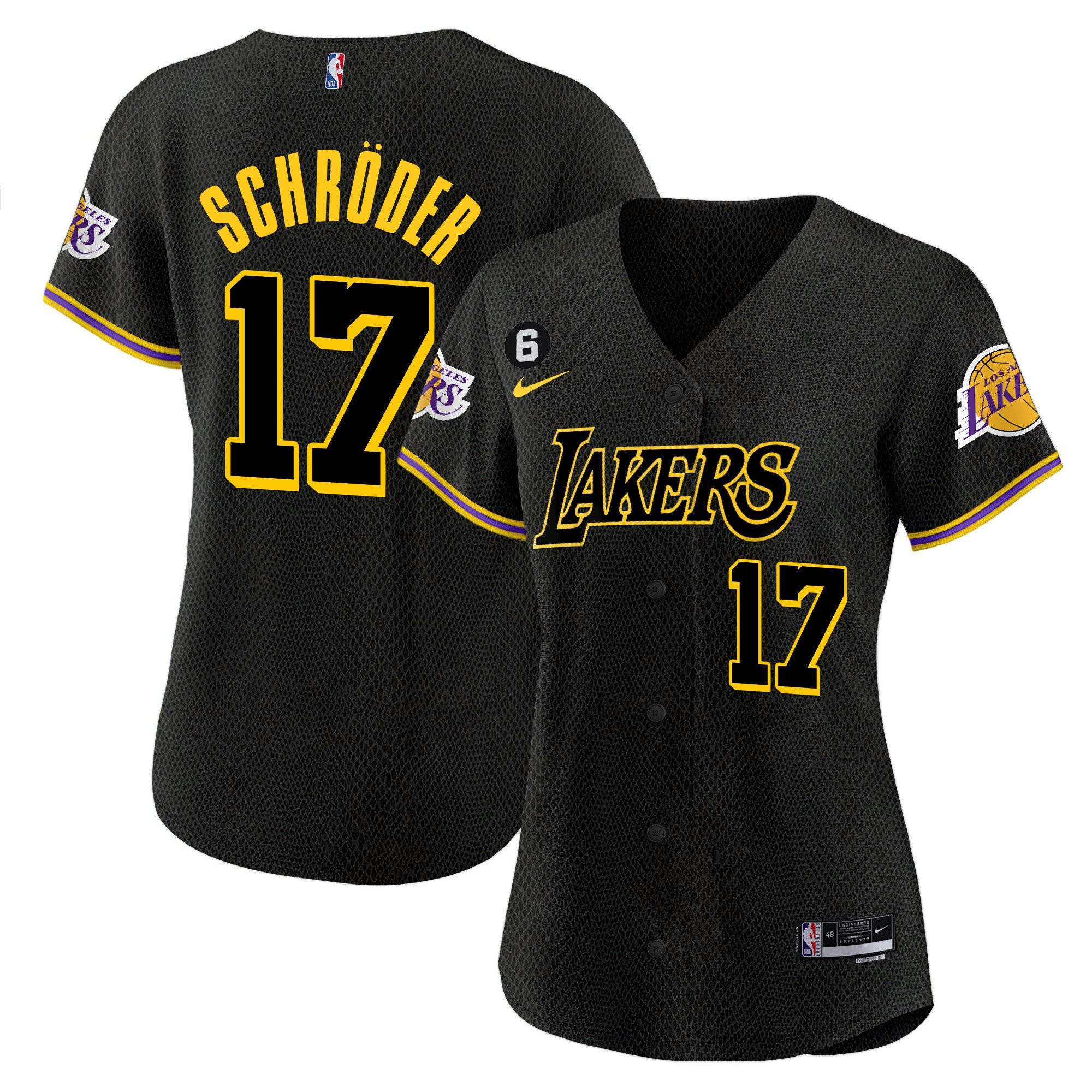 Dennis Schroder 17 Los Angeles Lakers Baseball Jersey - Black Mamba