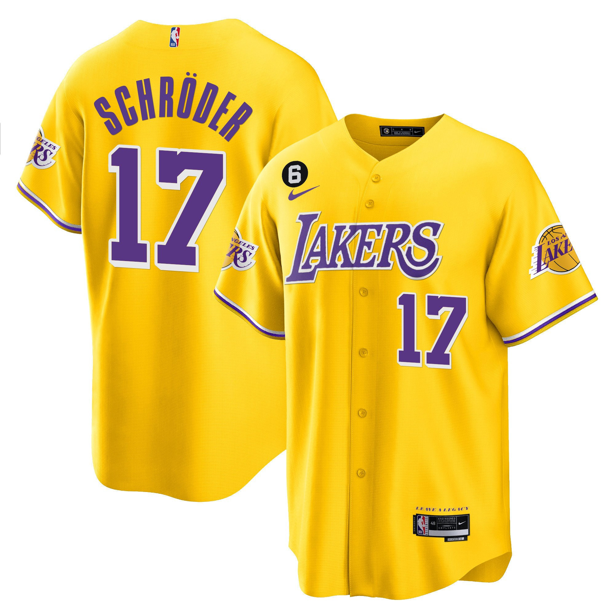 Dennis Schroder 17 Los Angeles Lakers Baseball Men Jersey - Gold