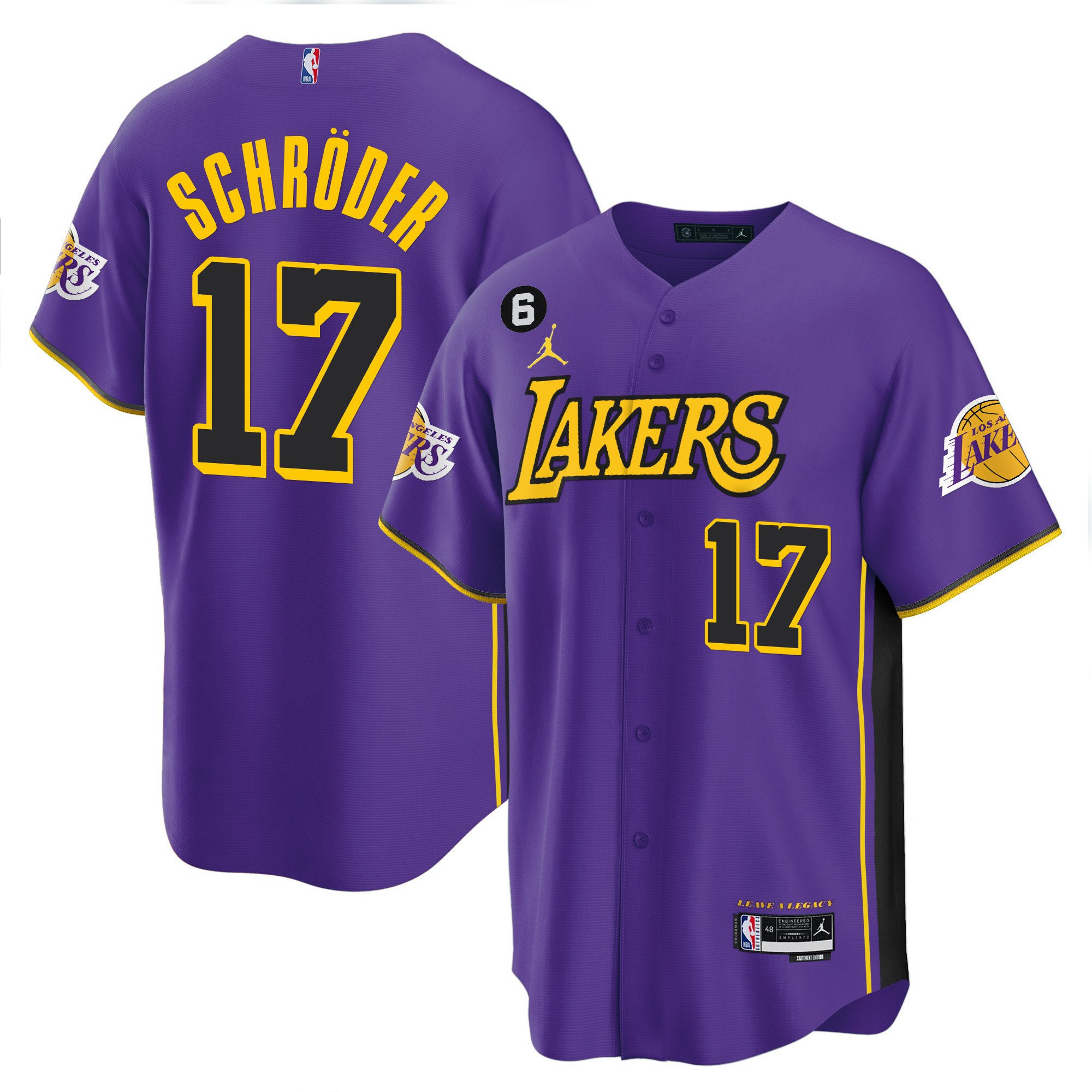 Dennis Schroder 17 Los Angeles Lakers Baseball Men Jersey - Purple