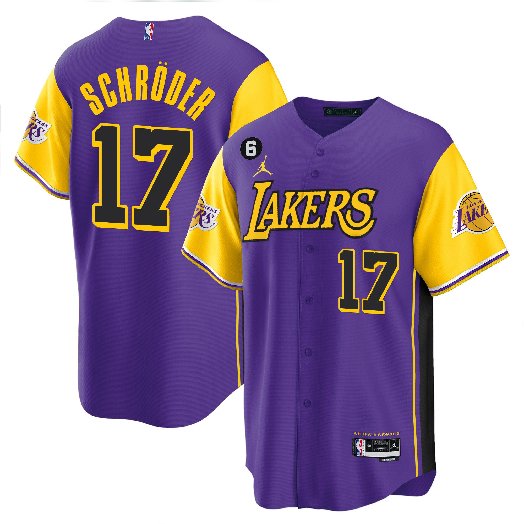 Dennis Schroder 17 Los Angeles Lakers Color Sleeves Baseball Men Jersey - Purple