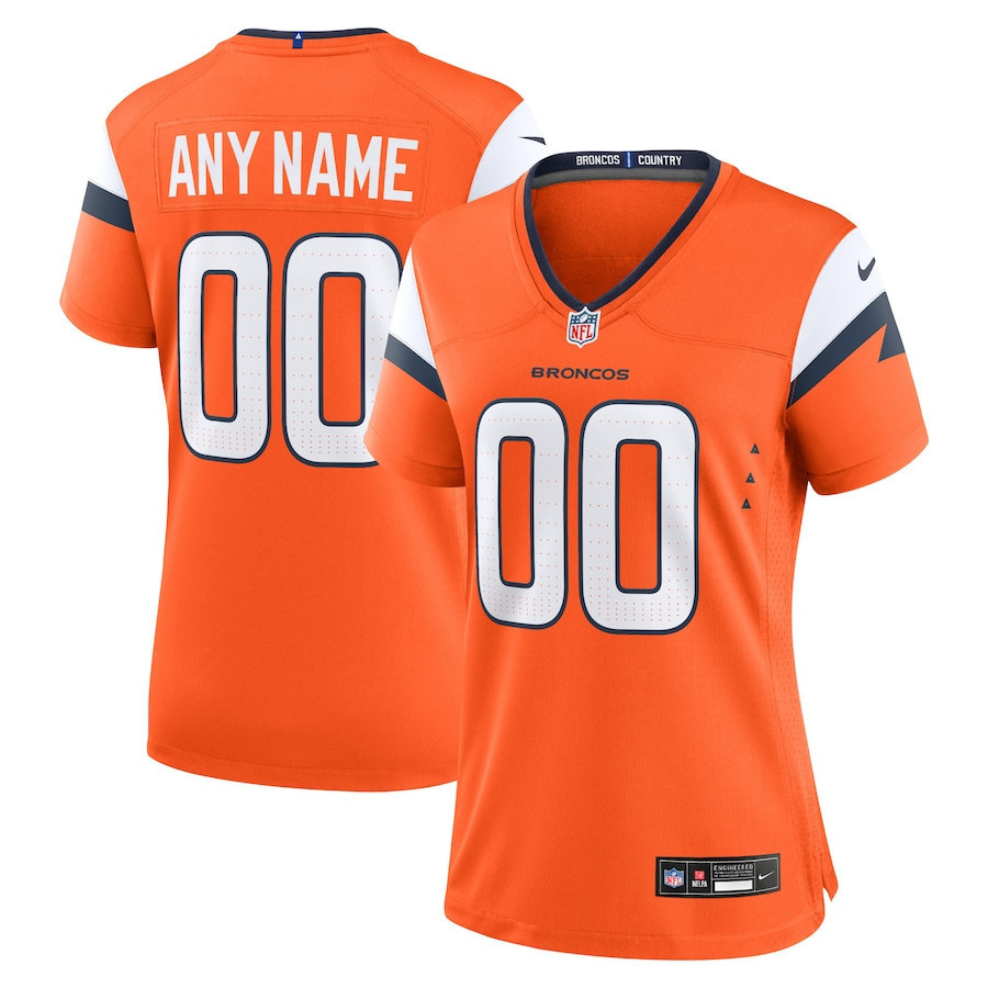 Denver Broncos Custom Game Women Jersey - Orange