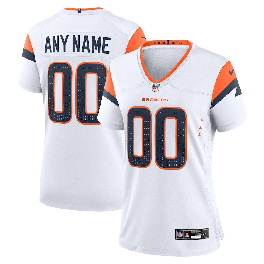 Denver Broncos Custom Game Women Jersey - White