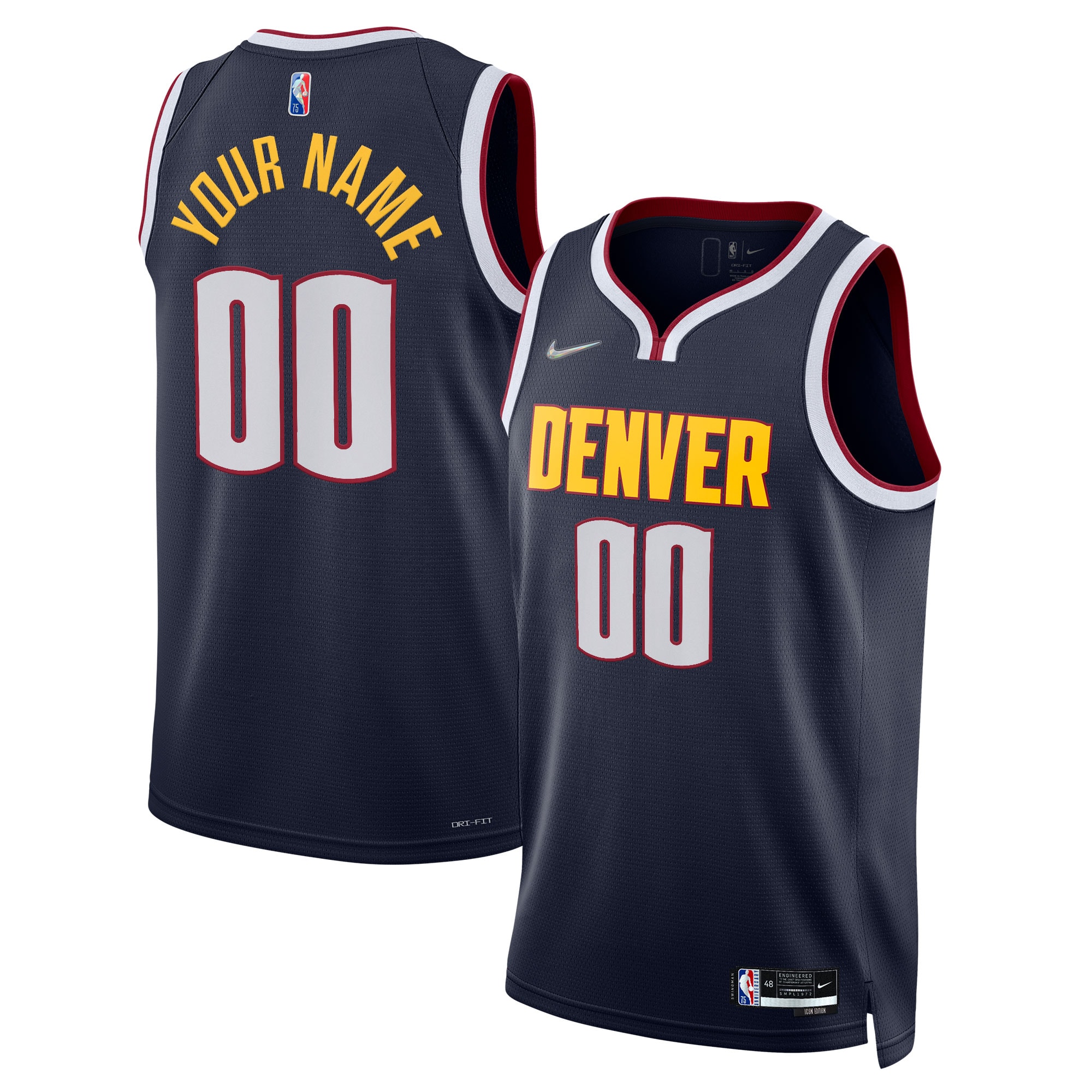 Denver Nuggets 2021\/22 Diamond Swingman Custom Jersey - Icon Edition - Navy