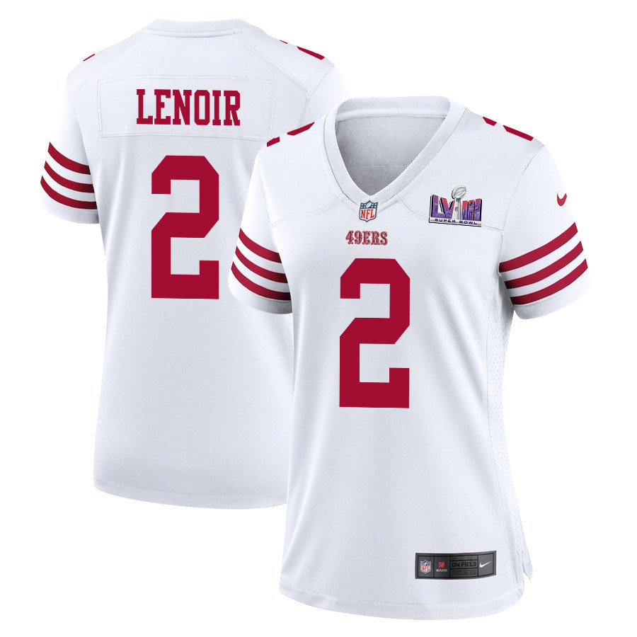Deommodore Lenoir 2 San Francisco 49ers Super Bowl LVIII Patch Game Women Jersey - White