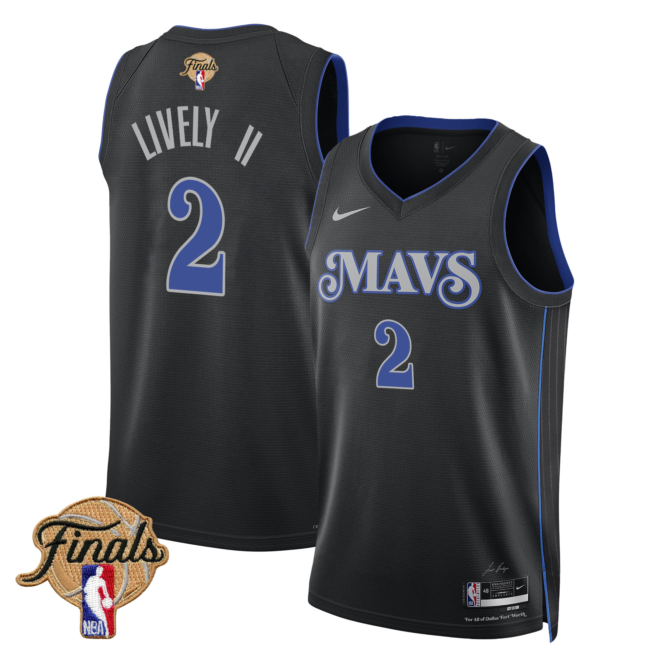 Dereck Lively II 2 Dallas Mavericks 2024 FINALS PATCH Swingman Jersey - City Edition - Black