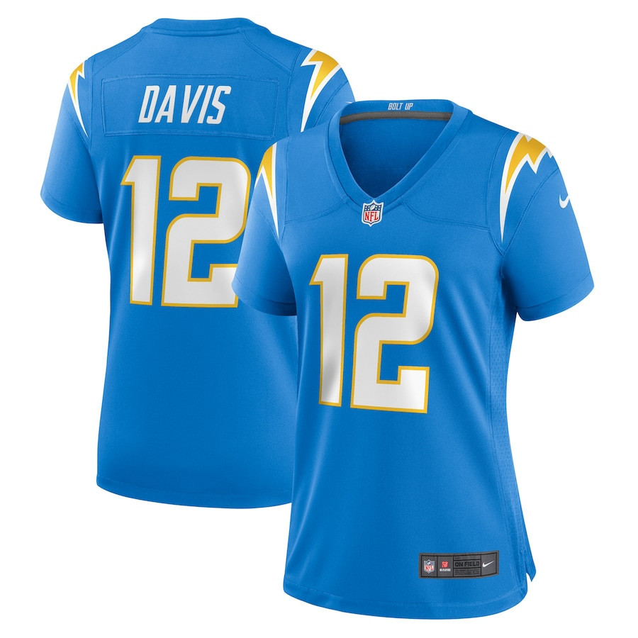 Derius Davis 12 Los Angeles Chargers Women Game Jersey - Powder Blue