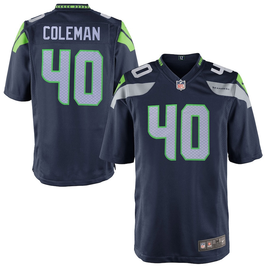 Derrick Coleman 40 Seattle Seahawks YOUTH Team Color Game Jersey - College Navy