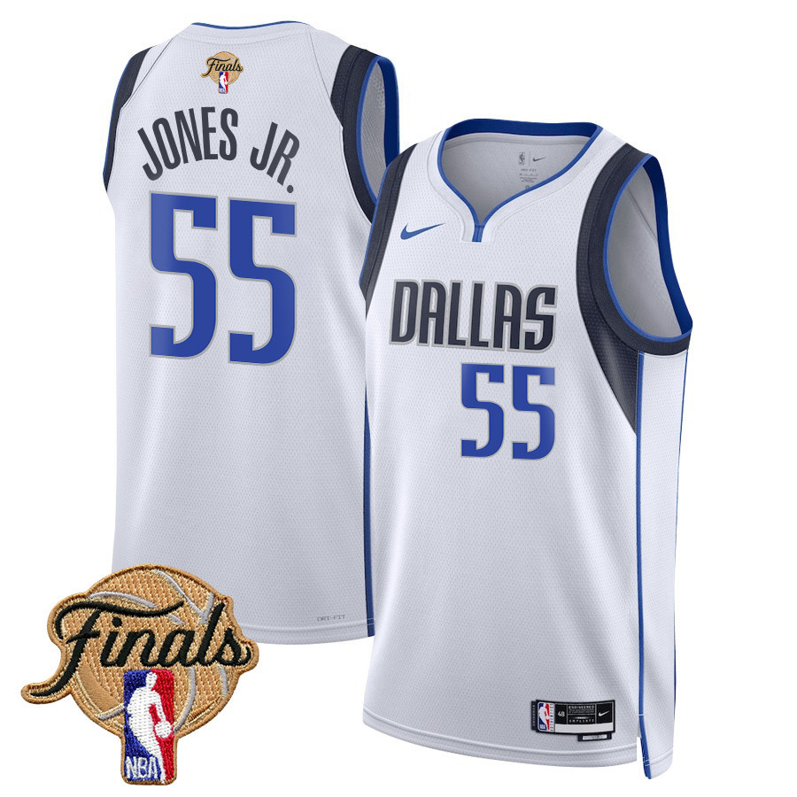 Derrick Jones Jr. 55 Dallas Mavericks 2024 FINALS PATCH Swingman Jersey - Association Edition - White