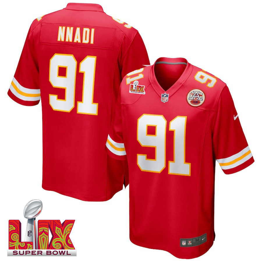 Derrick Nnadi #91 Kansas City Chiefs Super Bowl LIX Jersey - Men's - Red