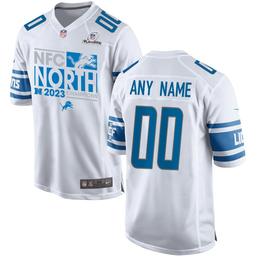 Detroit Lions 2023 NFC North Champions Game Men Custom Jersey - White
