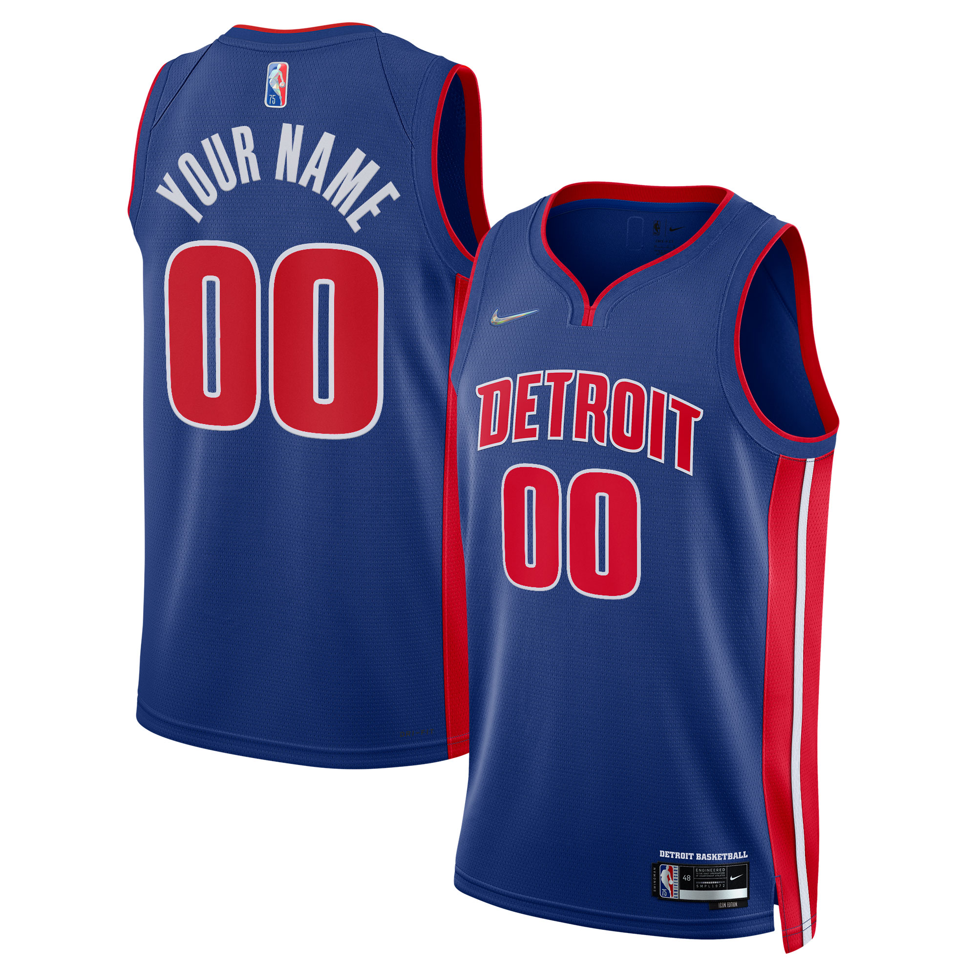 Detroit Pistons 2021\/22 Diamond Swingman Custom Jersey - Icon Edition - Blue