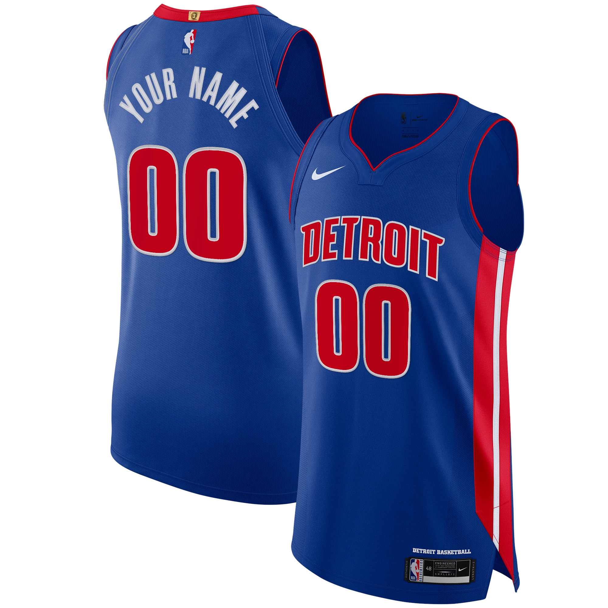 Detroit Pistons Authentic Custom Jersey Blue - Icon Edition