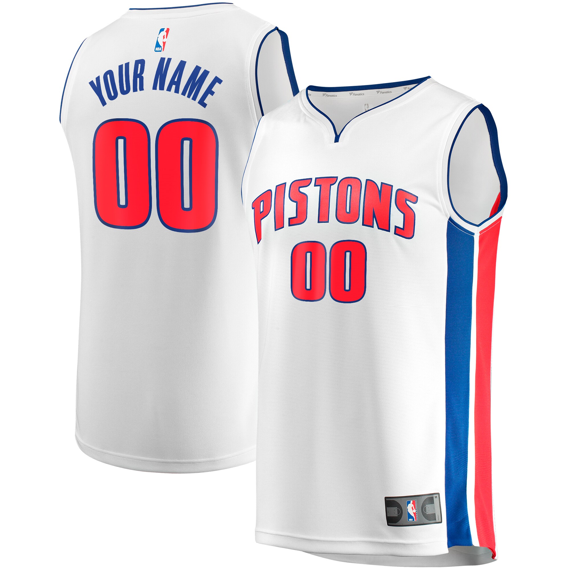 Detroit Pistons Fanatics Youth Fast Break Replica Custom Jersey - Association Edition - White